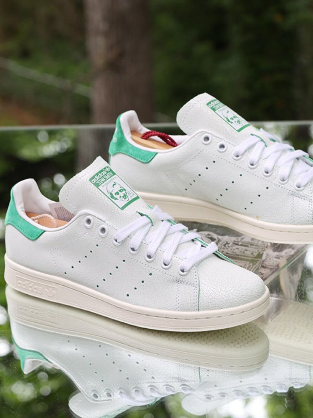 Adidas Stan Smith Cracked Leather White Green - Picture 10 of 13